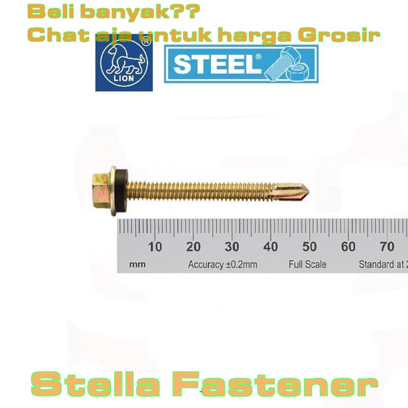 Baut Roofing M5x50 Baut / skrup / sekrup / roofing halus / ruping Atap 5cm   Grosir Baut
