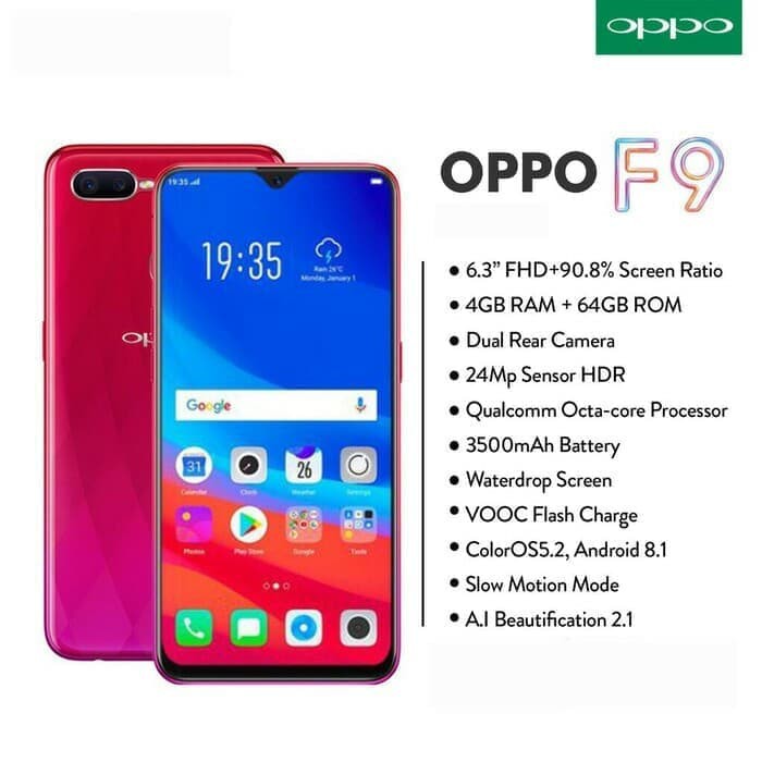 Handphone Hp Oppo F9 Original Resmi Segel Ram 4gb Rom 64gb Shopee Indonesia