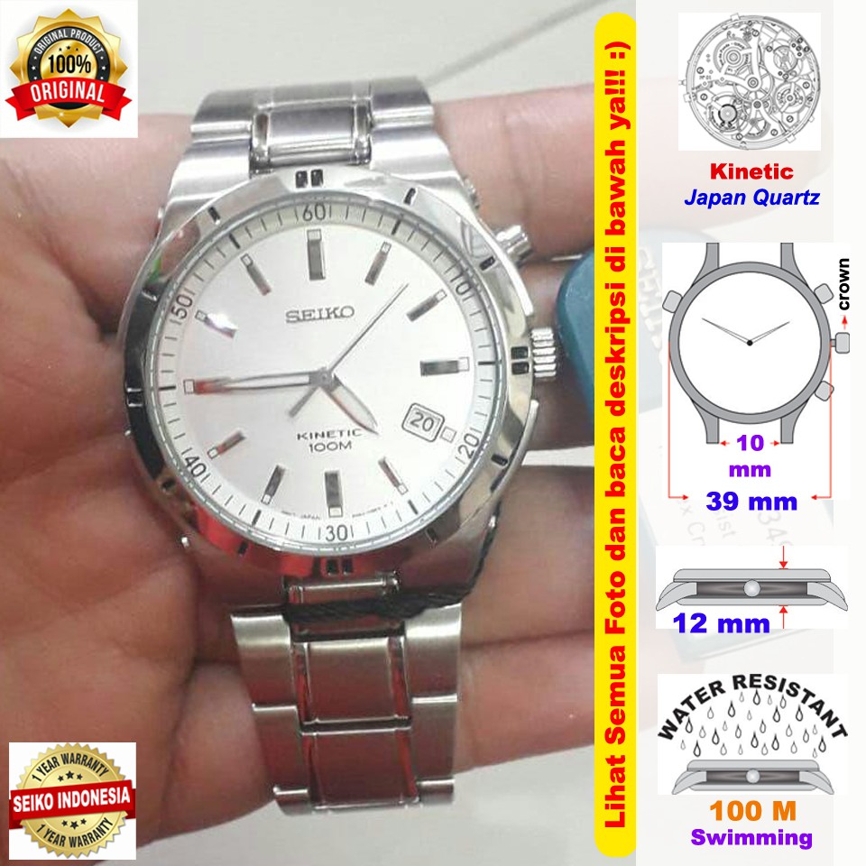 Seiko Kinetic SKA349P1 White Dial - Jam Tangan Pria SKA349