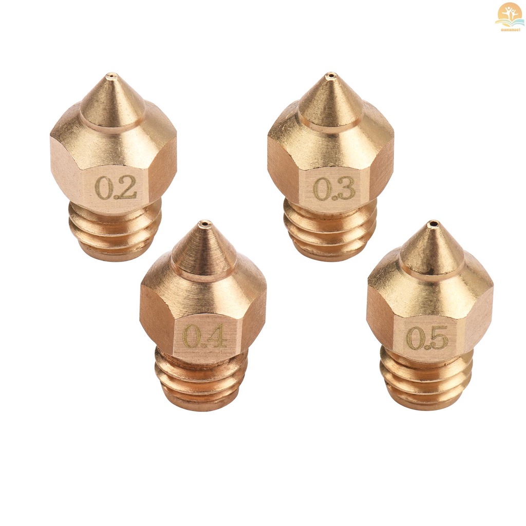 3D Printer Nozzle Brass Copper TTS New Pointed Nozzle 0.2/0.3/0.4/0.5mm M6 Thread Extruder Print Head for Creality CR-6 SE 3D Printer 1.75mm Filament 10pcs