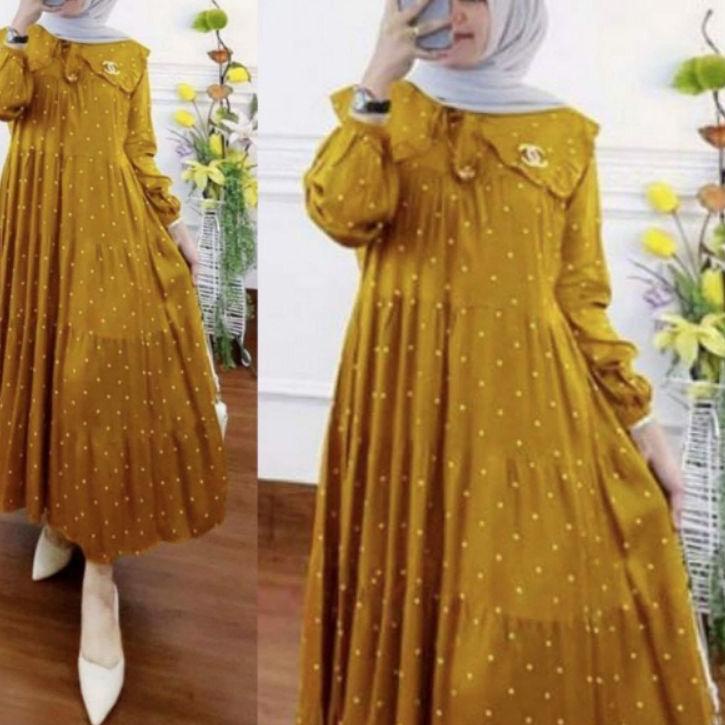 Paling Diminati.. DRESS MIDI POLKA RAYON//DRESS MIDI POLKADOT RAYON PREMIUM/DRESS MIDI RAYON TERBARU