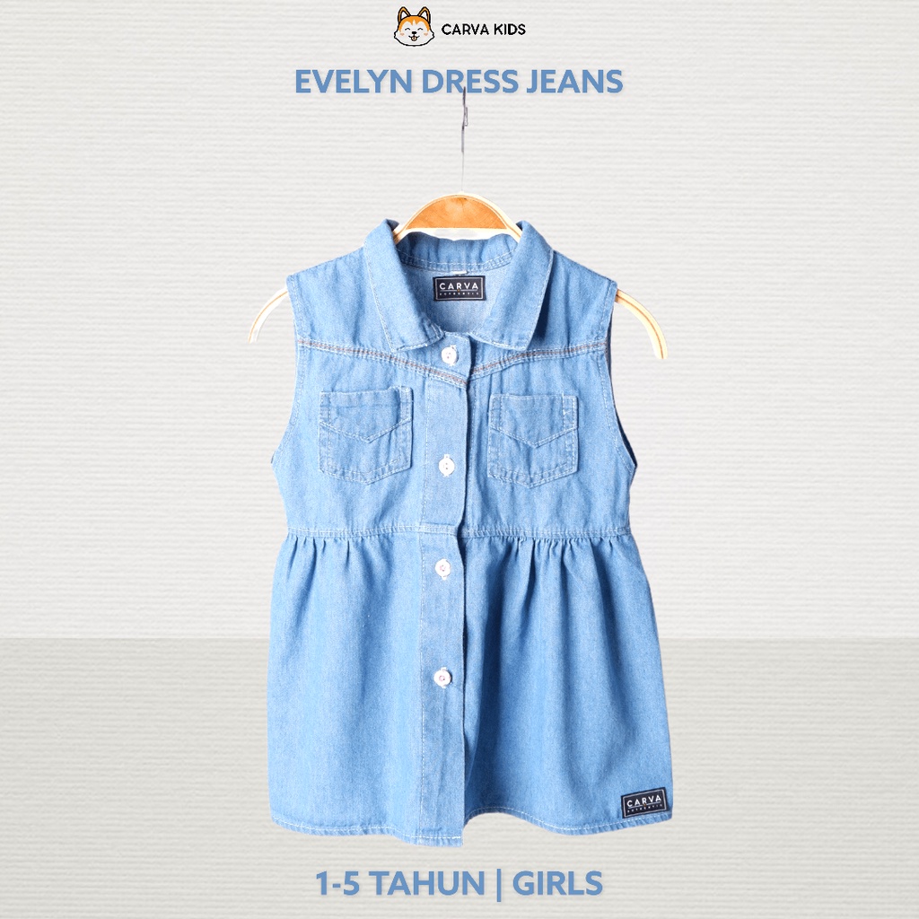 DRESS CARVA SOFT JEANS ANAK PEREMPUAN BAYI EVELYN IMUT LUCU BEST SELLING TERMURAH