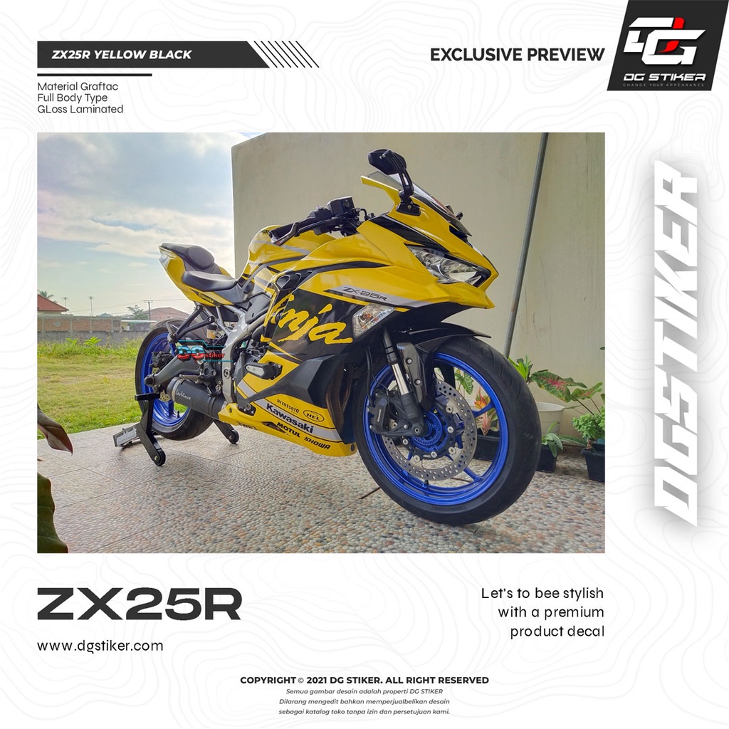 Decal Stiker ZX25r Kuning Hitam Full Body
