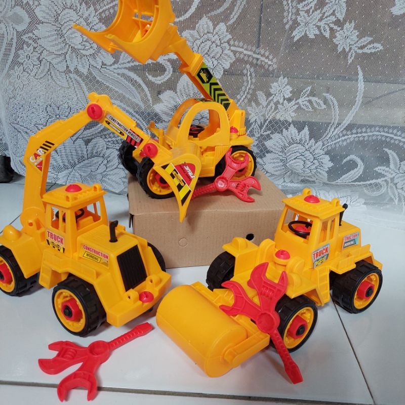 mainan edukasi bongkar pasang mobil konstruksi bisa dibongkar - konstruksi bongkar pasang ktg MKK