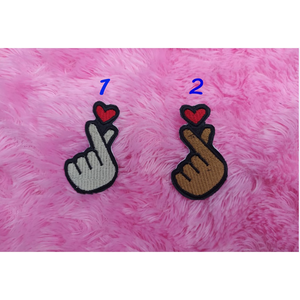 Patch bordir Korean Finger Heart iron ON