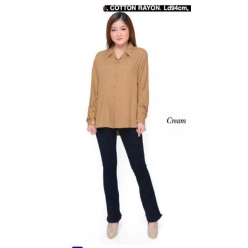 Bahan Adem Nyess Kemeja Rayon Polos/Kemeja Kerja Perempuan//