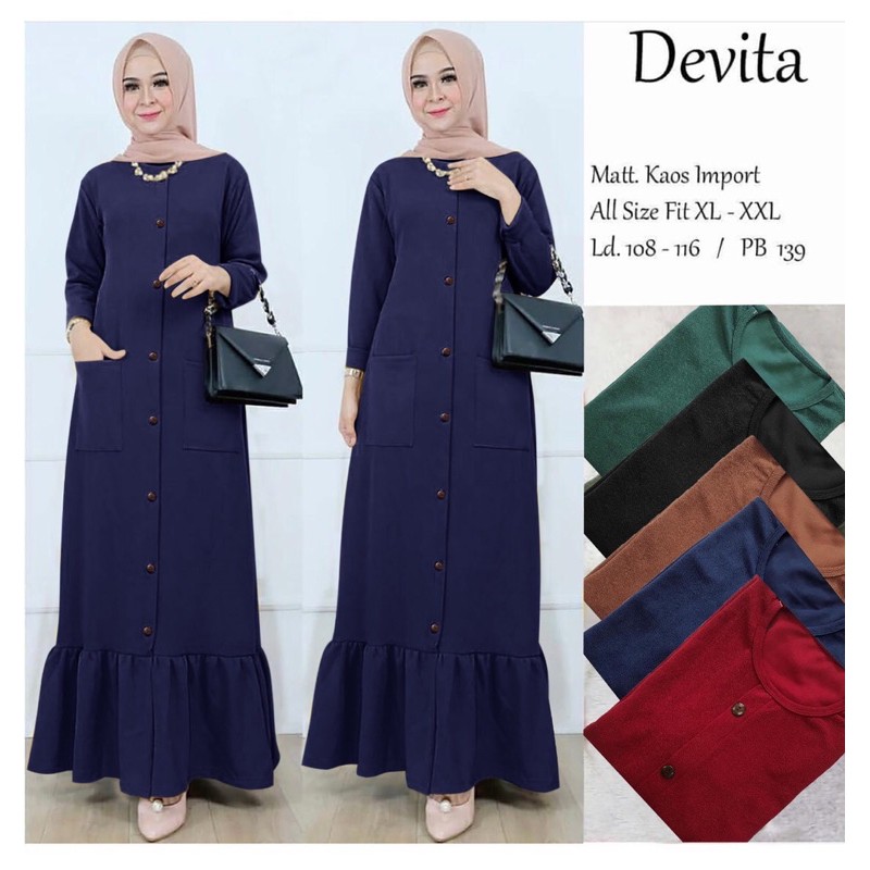 DEVITA - Gamis Wafle Milano LD100 Saku Depan (Kancing Variasi / No Busui) / R.6 - 197-5338