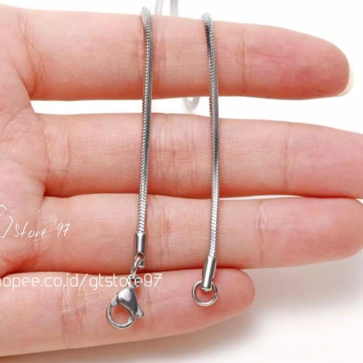 Top Produk.. Kalung Titanium Pria Silver Perak Emas Putih Anti Karat Cowok Cewek Wanita Kalung Pria 