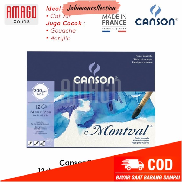 

✨ BISA COD ✨ CANSON MONTVAL - 12 SHEETS - 24X32 CP - 300G (PAD) - 200807319