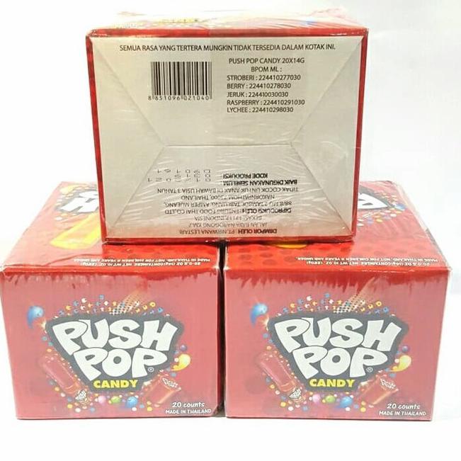 

PERMEN PUSH POP BOX 20S / PUSH POP CANDY 20S / PERMEN BENTUK LIPSTICK