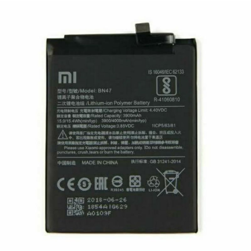 BATRE BATTERY A2 LITE / REDMI 6 PRO BATERAI XIAOMI BN47 ORIGINAL