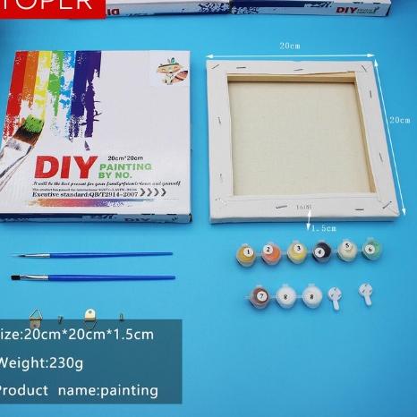 

Harga Spesial.. TOPER Paint By Number Kit DIY 20x20 Canvas (Free Kuas dan Cat Air) Painting Set/ Canvas Lukisan 20x20