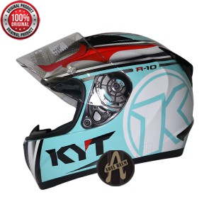 HELM KYT R10 AQUA BLUE FLAT VISOR / KYT R10 TERLARIS