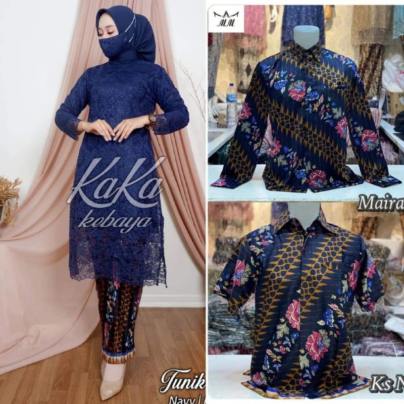 Couple Kebaya Tunik Kurung Brokat / Kebaya Couple / Kebaya Jumbo / Kemeja Batik