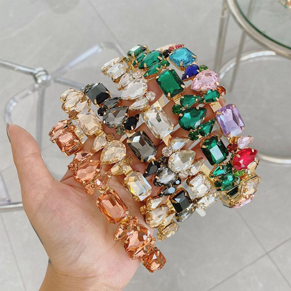 REBUY Rebuy Berlian Imitasi Bando Tekanan Pengantin Wanita Mewah Penuh Berlian Imitasi Alloy Aksesoris Rambut