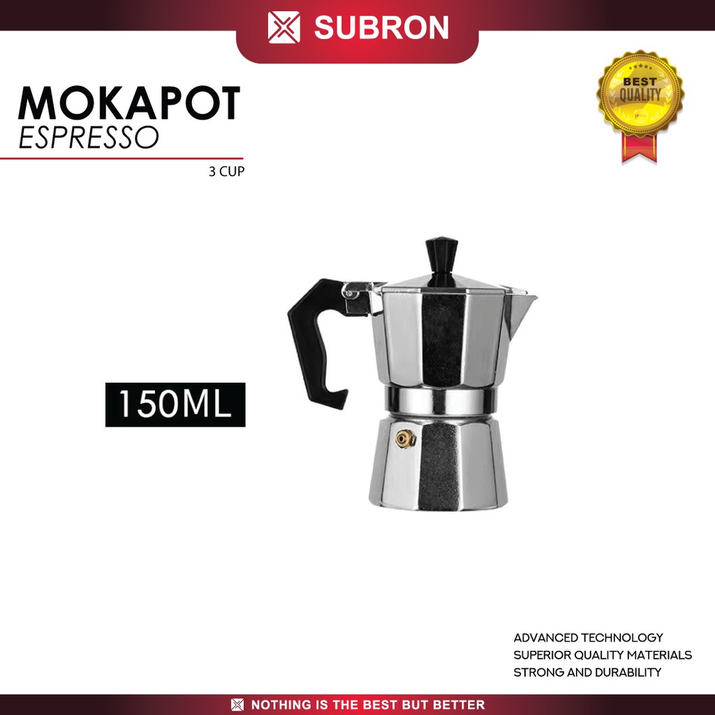SUBRON Mokapot 3 Cup 150ML Alumunium Coffee maker ESPRESSO Moka pot