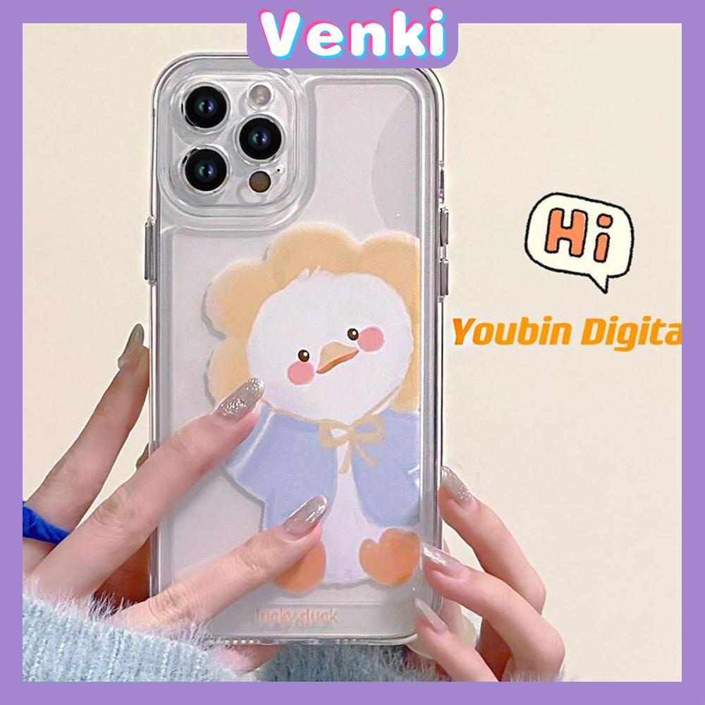 iPhone Case Clear Case Soft Thick TPU Shockproof Super Transparent Protection Camera Plating Button Duck Cartoon Cute For iPhone 13 Pro Max iPhone 12 Pro Max iPhone 11 iPhone 7Plus