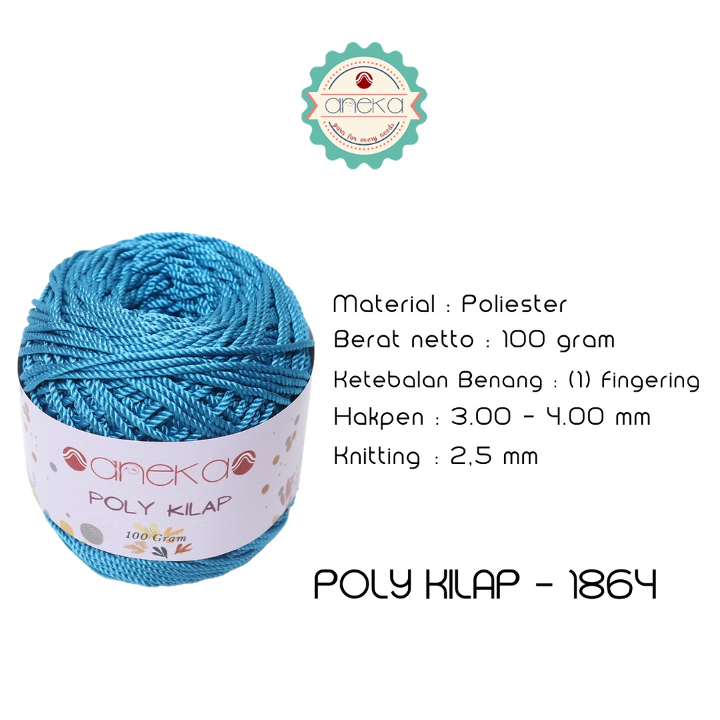 PREMIUM Benang Rajut Polyester/ Poliester / Poli Poly Kilap Warna - 1864