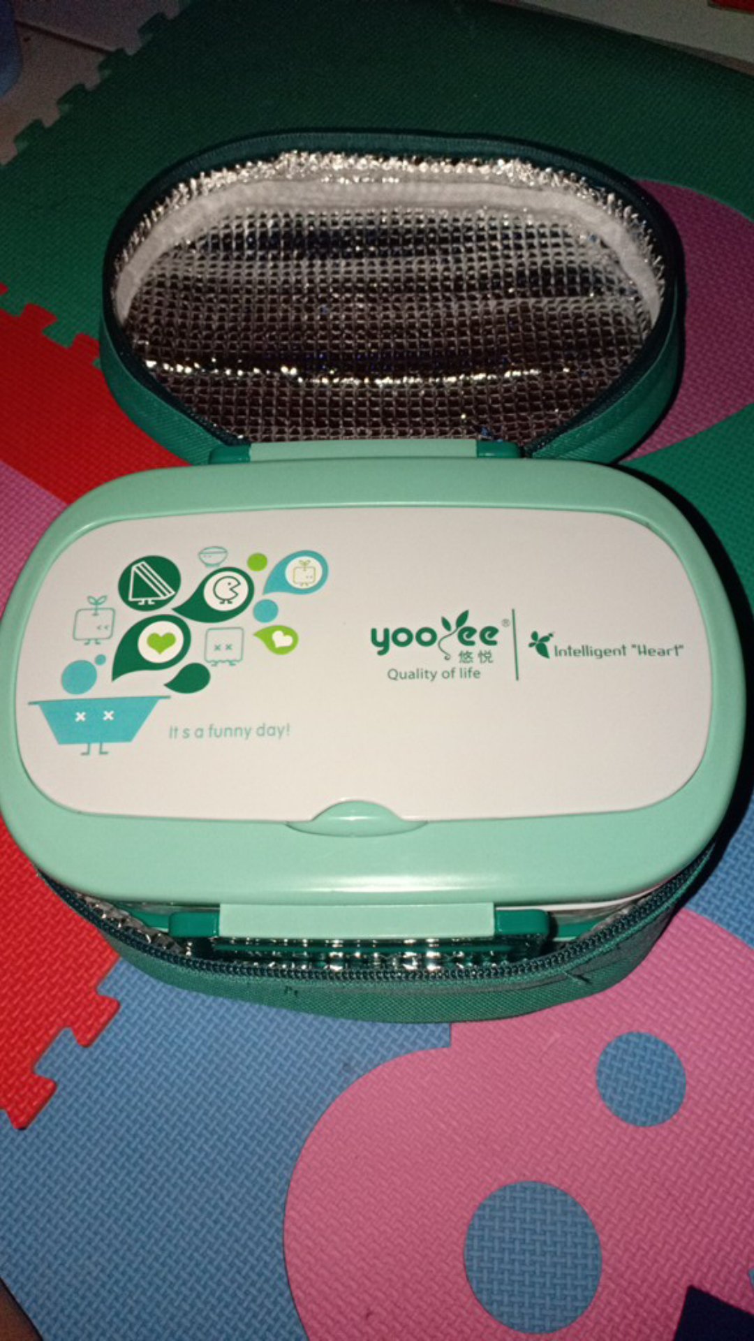Lunch Box Yooyee 591 Orange Green Free Bag - Kotak Bekal 2 Susun