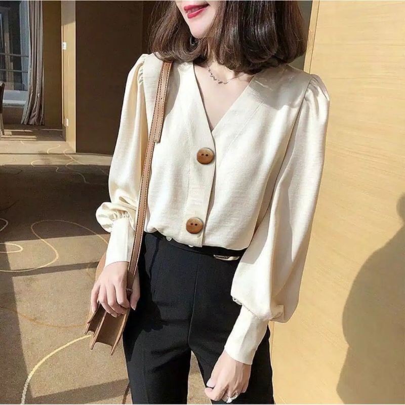 OWLY - BAJU ATASAN BLOUSE WANITA KOREA IMPORT LENGAN PANJANG TERBARU