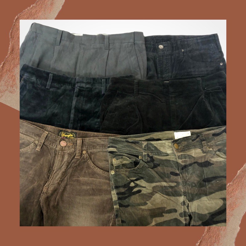 THRIFT CELANA CORDUROY VELVET MEN PRIA COWOK