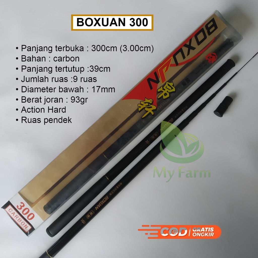 Joran Tegek Boxuan  270 300 360 Tangkai Pancing Ros Pendek Bahan Carbon Kuat Kaku Berkualitas Murah