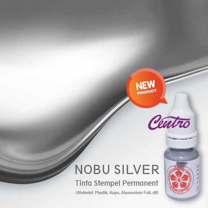 

NOBU SILVER Tinta Stempel Permanent Cap Logo Plastik Besi 10ml