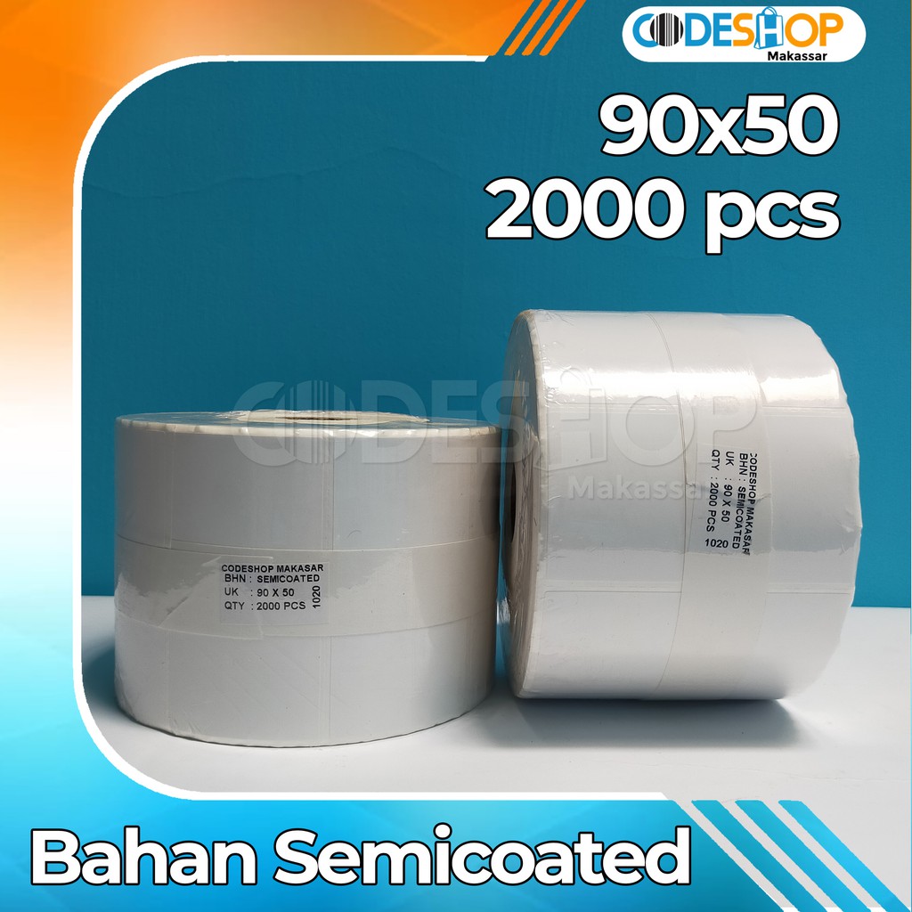 

KERTAS LABEL 90 X 50 ISI 2000 PCS - STIKER BARCODE 90X50 (1 LINE) SEMICOATED