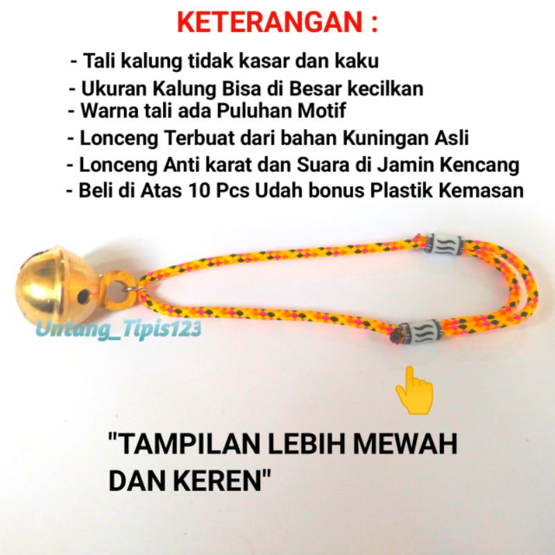 kalung prusik lonceng kuningan premium kalung kucing  kelinci musang anjing kalung tali perusik buat hewan