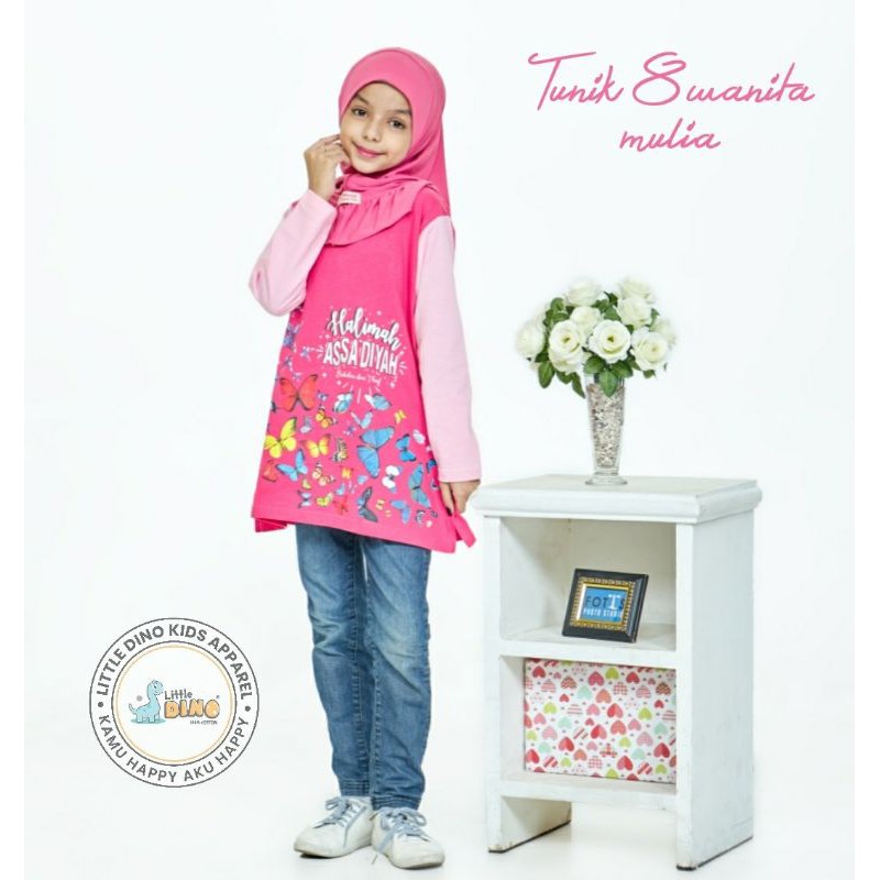 Baju Tunik Anak Tanggung Atasan Remaja Tunik Anak Junior Wanita Mulia Little Dino sz 6 8 10 12 14