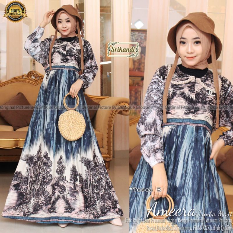 Ameera Jumbo Maxy Fashion Muslim Gamis Busui Dress Jumboi Fab Rayon Dior PremiumHigh Quality