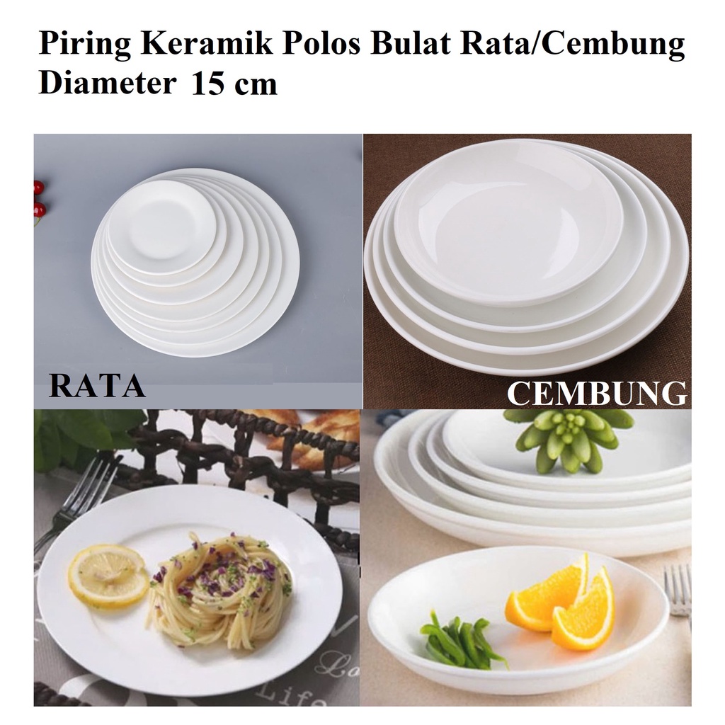 Piring Keramik Rata/Cembung 15cm