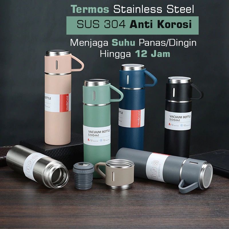 Termos Air Panas Dingin Tumblr Vacuum Flask Stainless / Thermos Set Cangkir Kopi