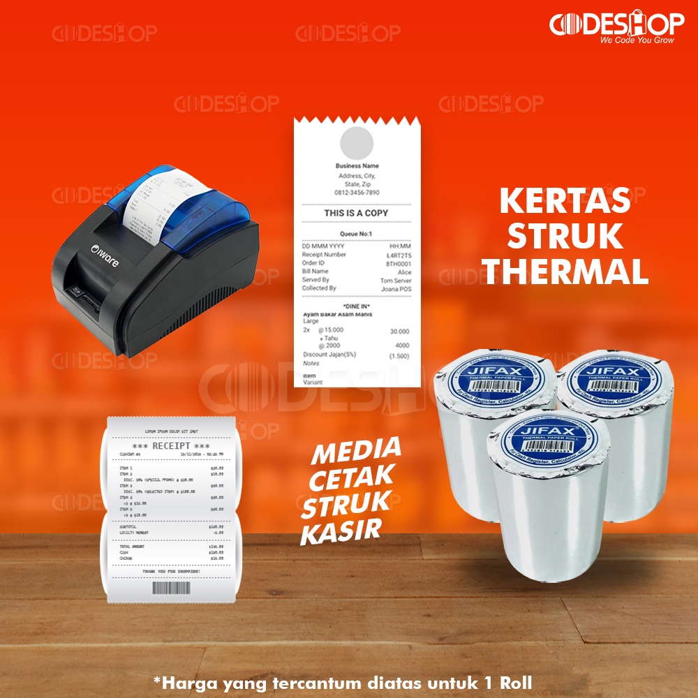 Kertas Thermal Jifax 58 x 48 mm Struk Kasir 58mm