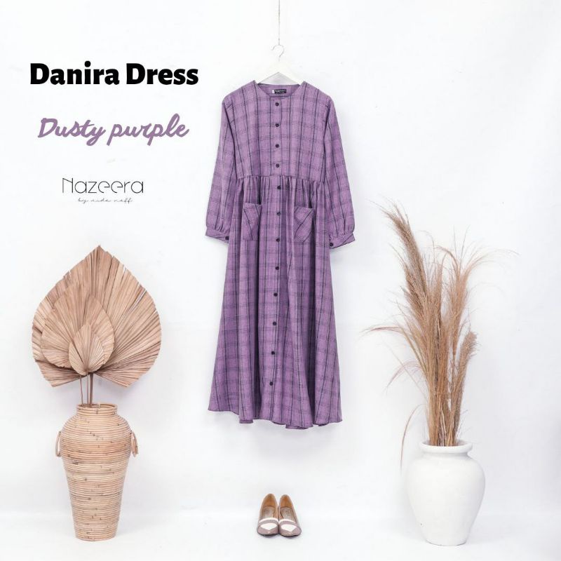 DANIRA DRESS NAZEERA BY NIDA NAFF ( Gamis Katun Madinah Motif Kotak )