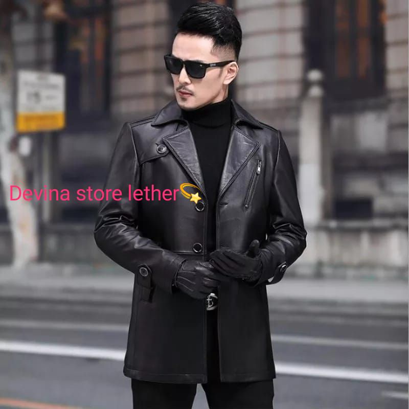 jaket kulit sintetis coat/blazer pria coat/blazer kulit sintetis coat /jubah coat kulit sintetis