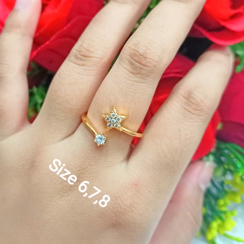 Cincin Dewasa TITANIUM Permata Simpel Perhiasan Wanita Korea (COD)