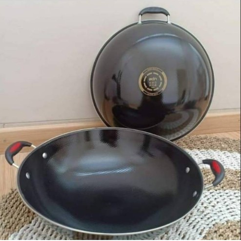 WAJAN ENAMEL KUPING 34CM 2R22 / teflon, teplon ANTI LENGKET PANCI MASAK JUMBO | marty mart