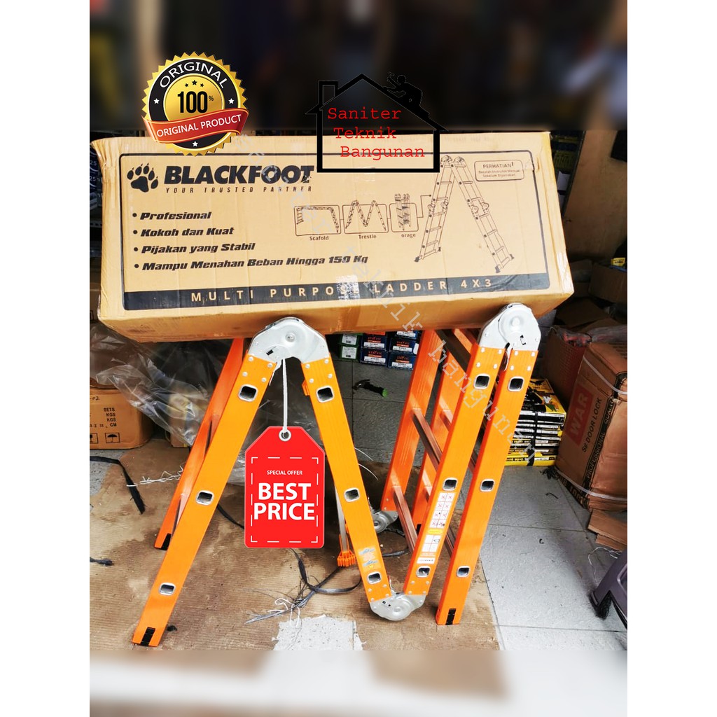 TANGGA LIPAT ALUMUNIUM MULTIFUNGSI-MULTIPURPOSE BLACKFOOT 4 X 3