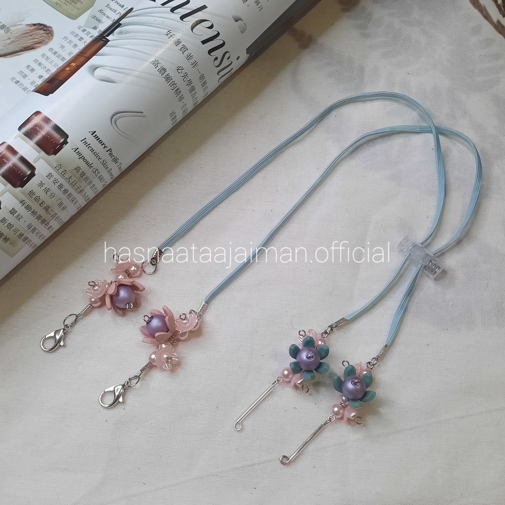 (Biru) Strap Masker 2in1 Tali Masker Hijab Konektor Masker Kalung Masker Strap Strap Masker Aestheti