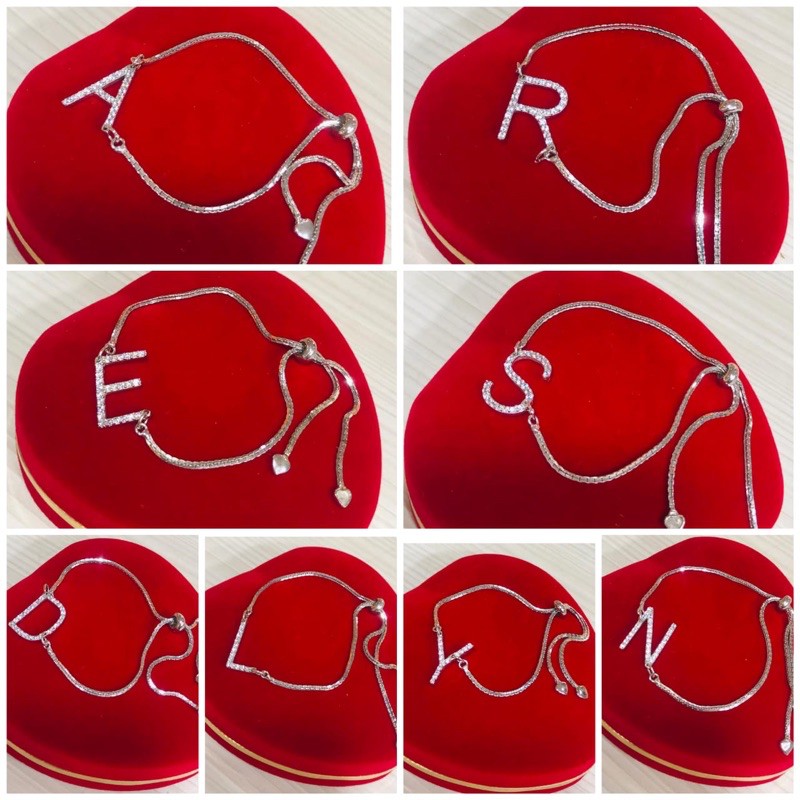 GELANG TANGAN RANTAI SERUT PERMTA HURUF PERAK925/PERHAISAN PERAK925 LAPIS EMAS PUTIH ASLI/GT2850