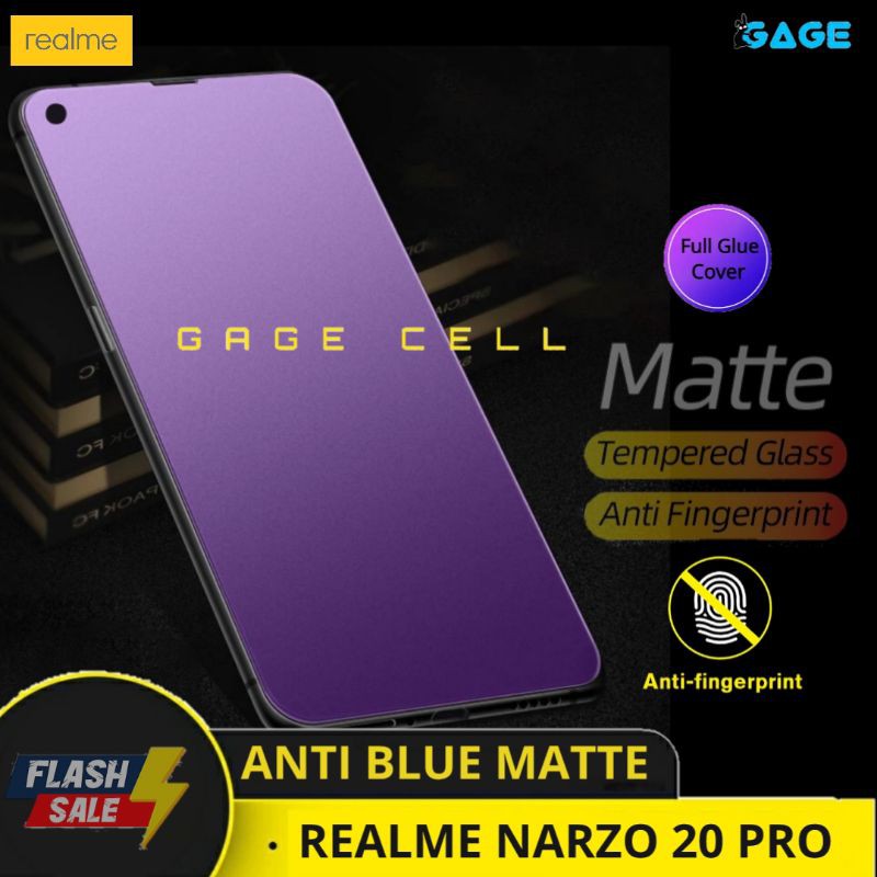 TEMPERED GLASS ANTI BLUE MATTE RAY REALME NARZO 20 PRO TG ANTI GORES REALMI NARZO 20PRO FULL LAYAR