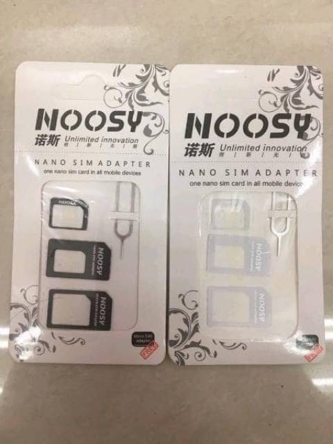 Noosy Sim Card Adapter + Jarum Sim Tray Dudukan Kartu Telepon Standard Micro Nano Sim Card Tray 3in1