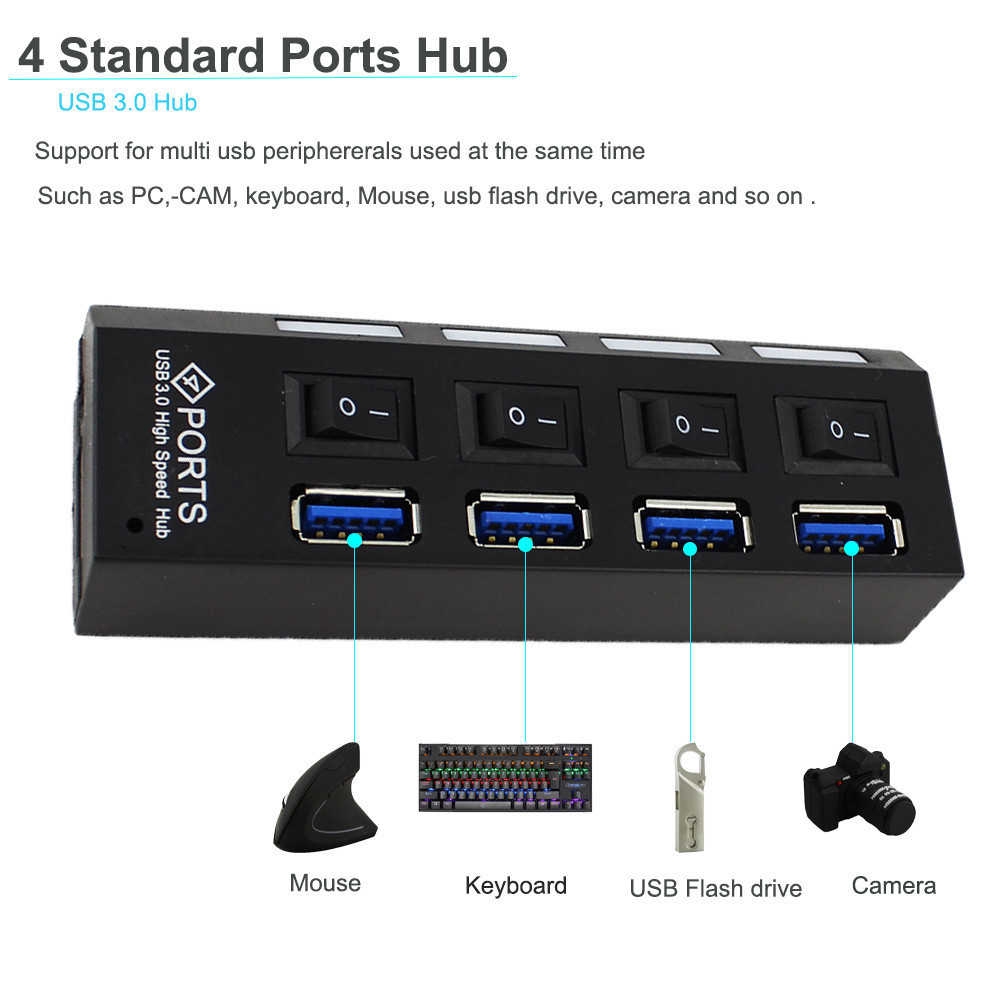 4port USB Hub USB 3.0 Hub Splitter Adapter Hub USB 5Gbps Kecepatan Tinggi Untuk Komputer PC