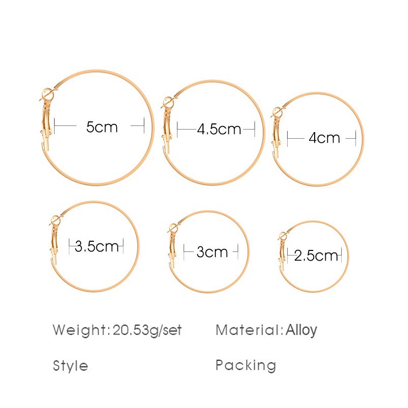 [ACKER] 6Pasang/Set Geometris Wanita Circular Anting Simpai Hadiah Untuk Wanita