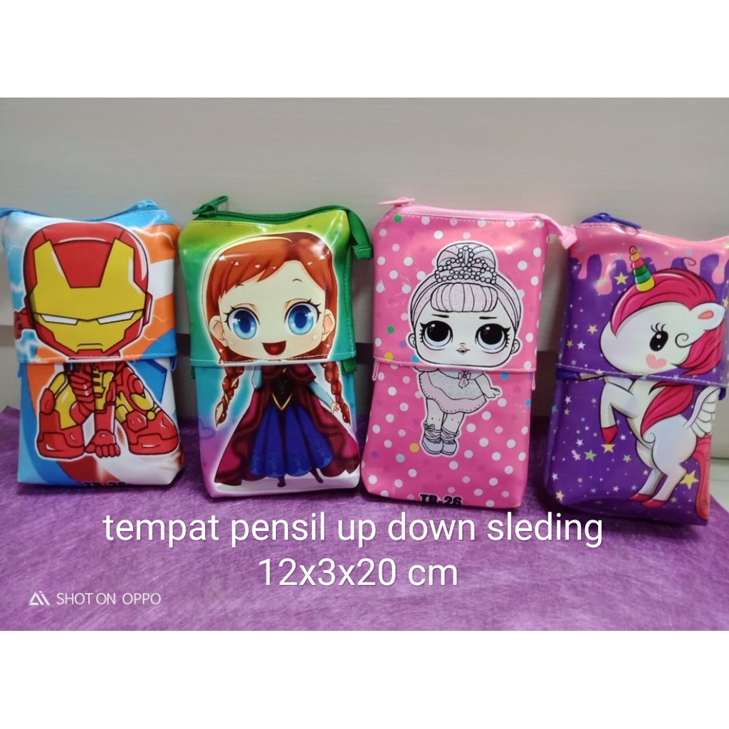 

tempat pensil sleding up down karakter