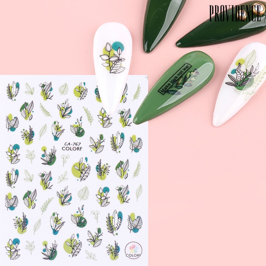 Providence Stiker Kuku Motif Bunga / Daun / Burung / Butterfly Untuk Dekorasi Nail Art / Manicure DIY