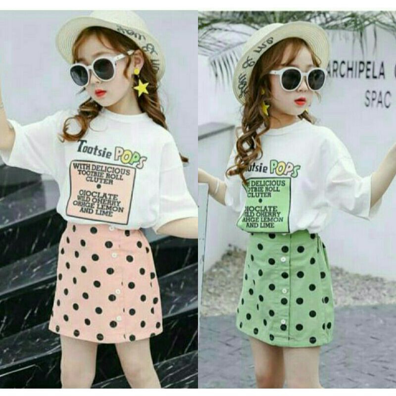 Set Peope Kids Usia 5th-8th Baju Anak Perempuan Setelan Anak Perempuan Fashion Anak Korea Terbaru