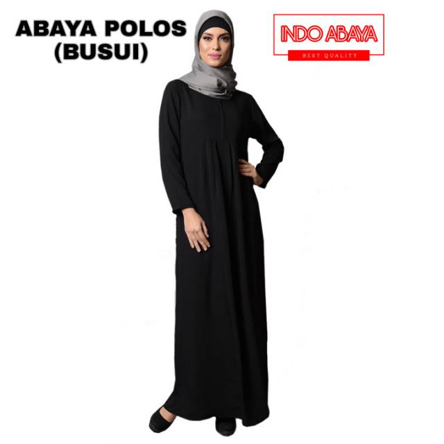 Abaya Saudi POLOS Full Jetblack (Busui)