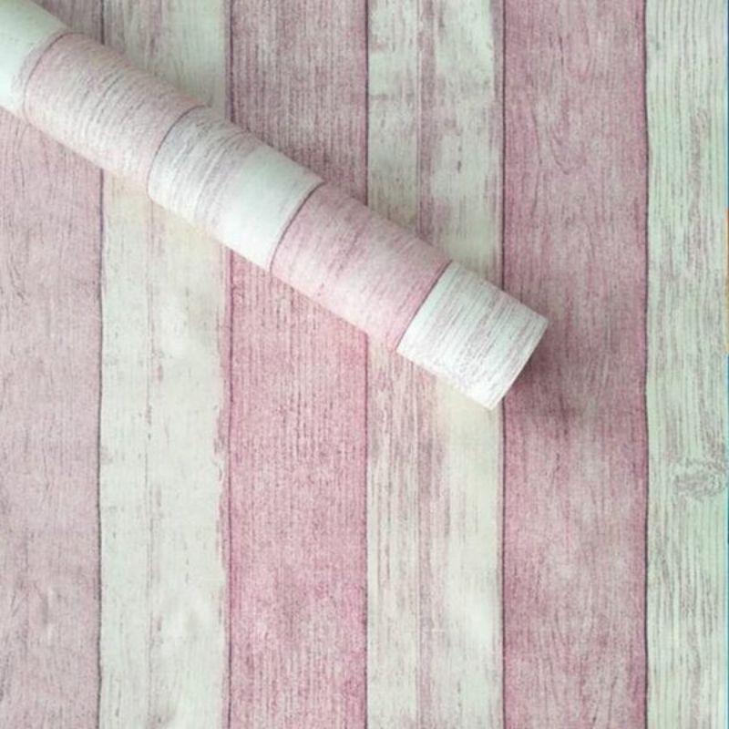 wallpaper Dinding motif Kayu warna pink